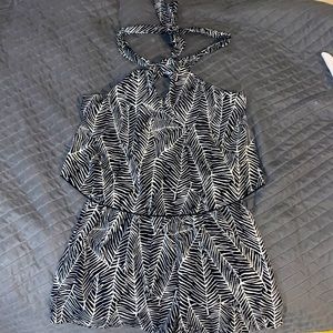 Black and White Romper, Backless, Small